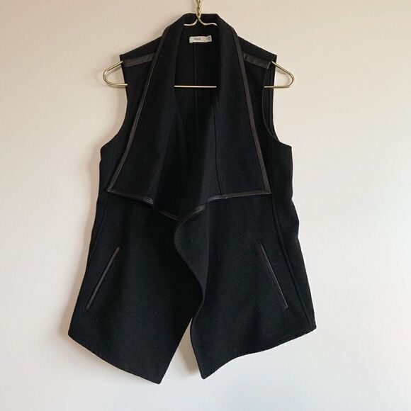 Vince Jackets & Blazers - Vince Felted wool Cascading Drape Vest Lamb Leather Trim & Pockets